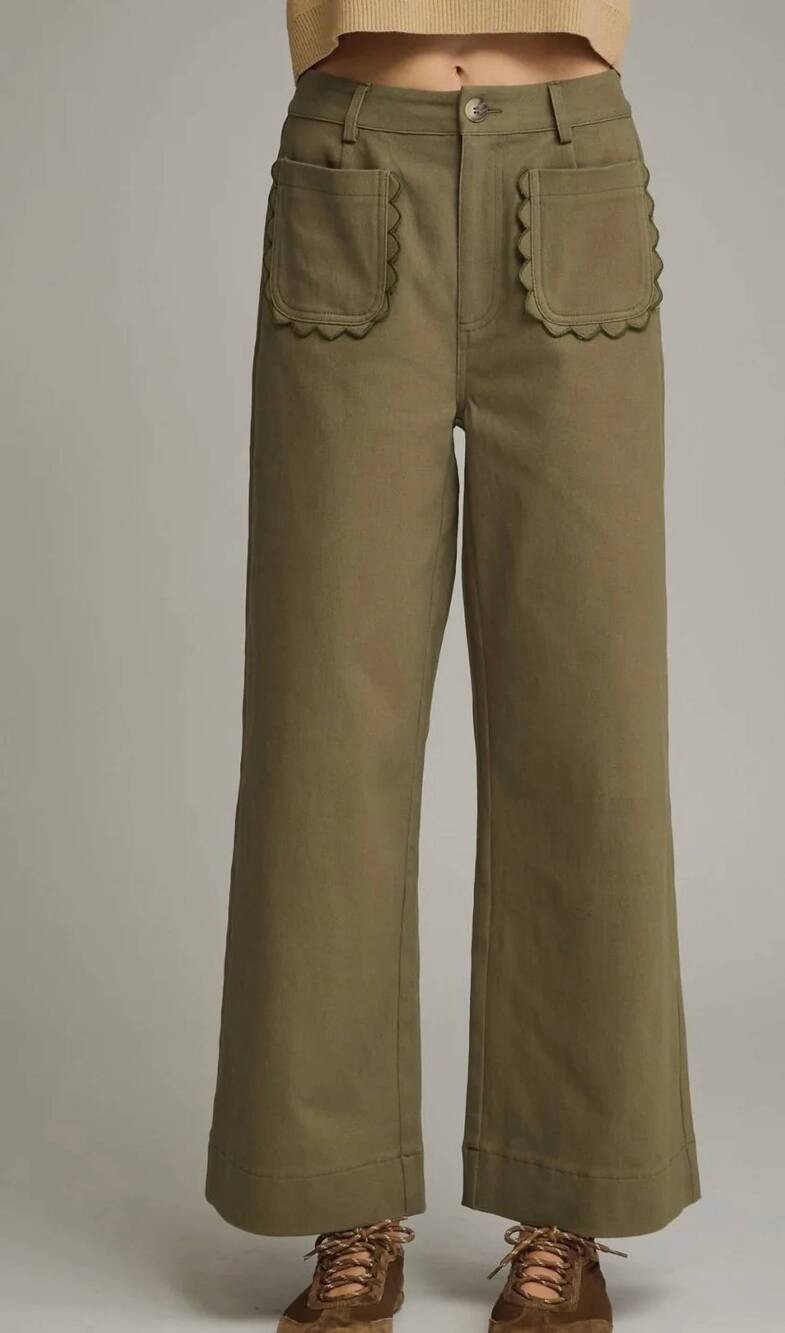 NEW ENTRO harper scallop pants in olive
